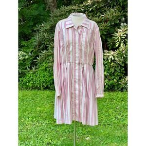 a loves a shirt dress L cream red stripe crochet NWT large